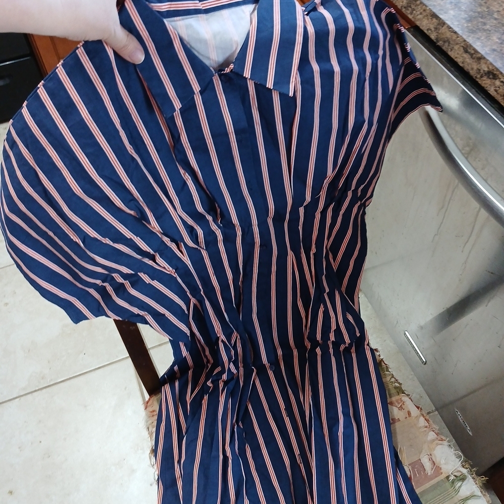Navy and Pink Striped Dress